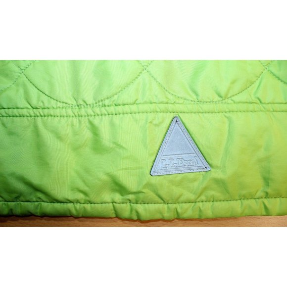 LL BEAN Jacket Unisex Kids sz Large 14-16 Lime Green Quilted Fleece Pockets - Picture 11 of 12